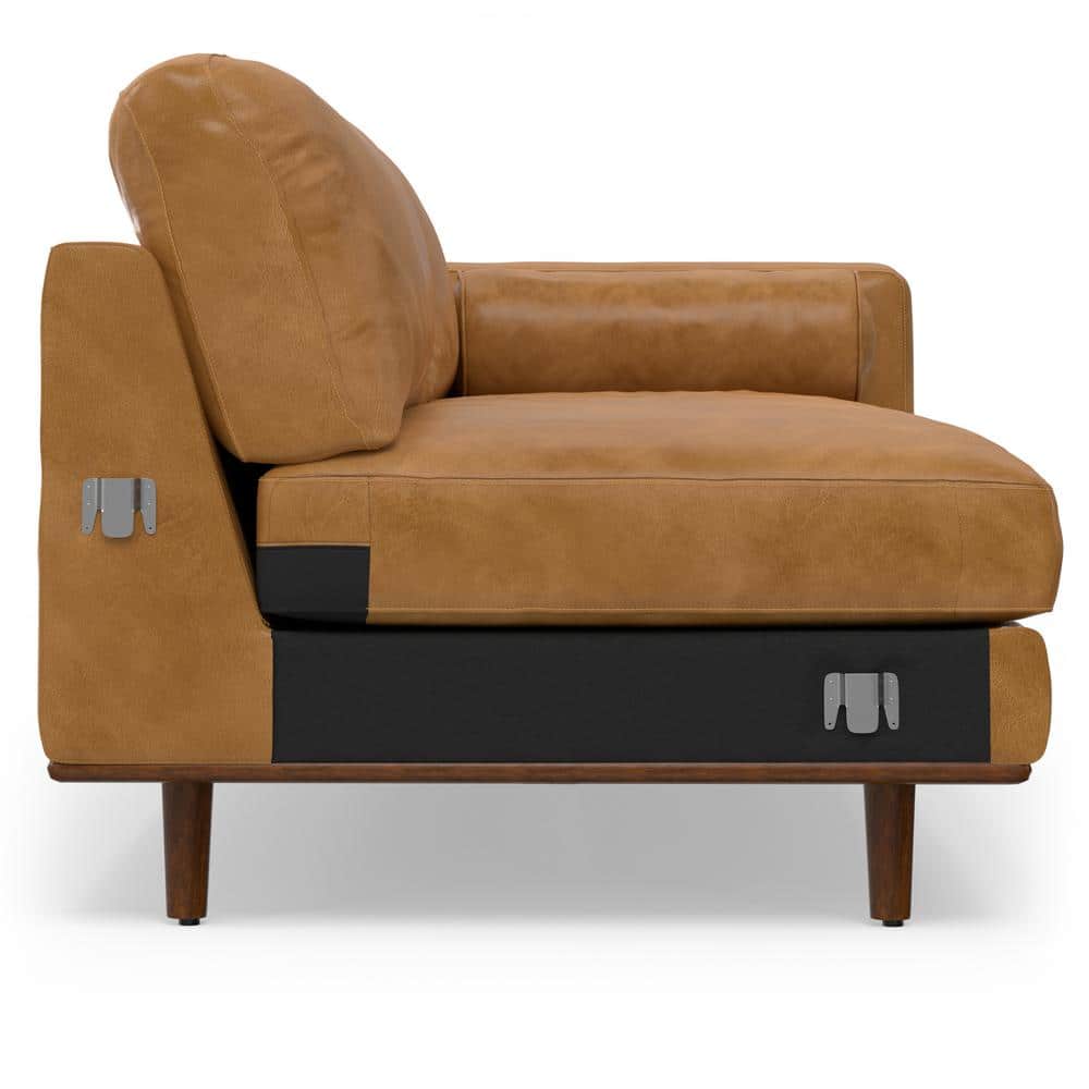 Sienna Leather L-Shaped Sectional Sofa with Ottoman