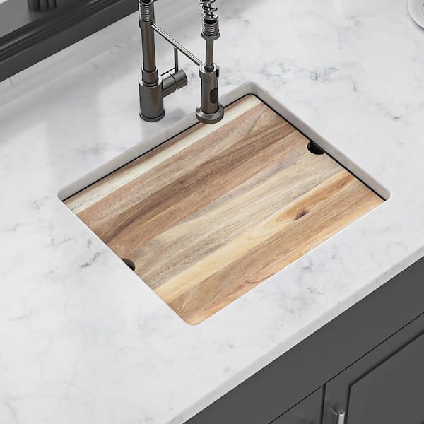 Dueyeeri 21 in. Undermount Single Bowl Quartz Black Kitchen Sink with Workstation