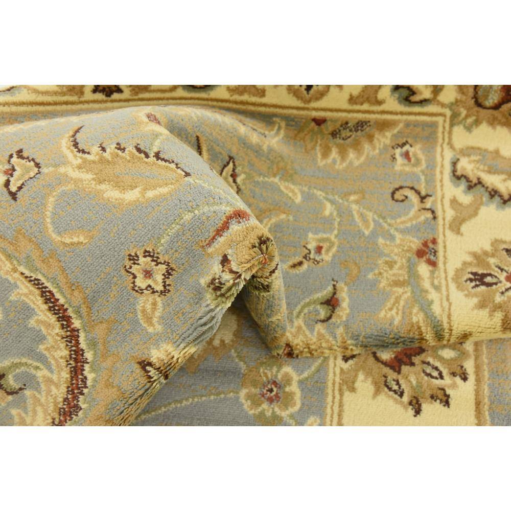 Aditi Light Blue Floral Motif Easy-Care Rectangular Rug