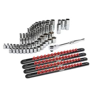 3/8 in. Drive SAE and Metric Socket and Bit Set with Ratchet and Rails (59-Piece)