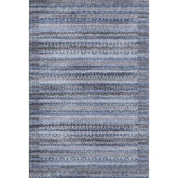 Mayfield Premium Machine Washable Abstract AMF2101 Blue 3 ft. x 4 ft. Area Rug