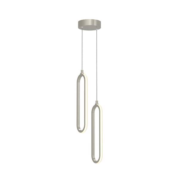 AFX Sienna 20-Watt 2-Light Painted Nickel Shaded Integrated LED Pendant Light with White Acrylic Shade