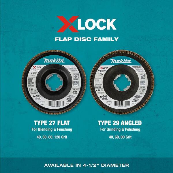 Makita X-LOCK 4‑1/2 in. 80-Grit Type 29 Angled Grinding and