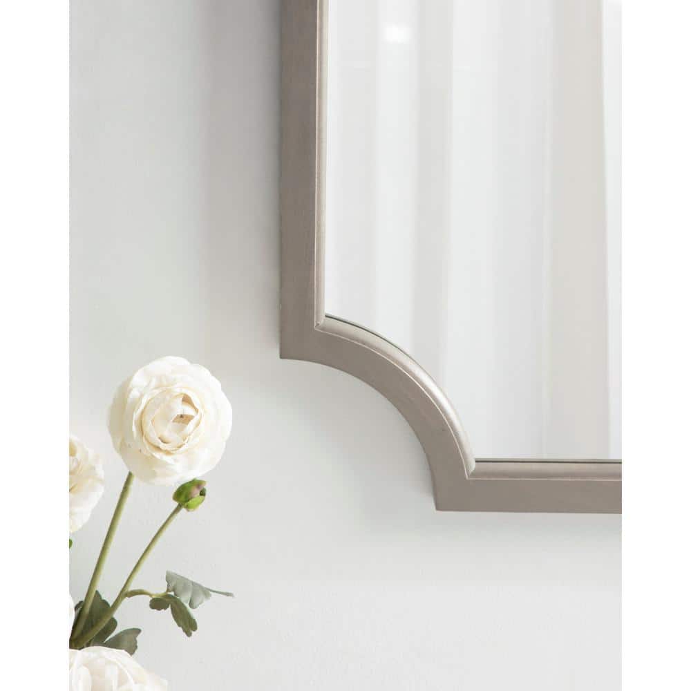 Graywash Solid Wood Scallop Farmhouse Vanity Mirror 24" x 36"