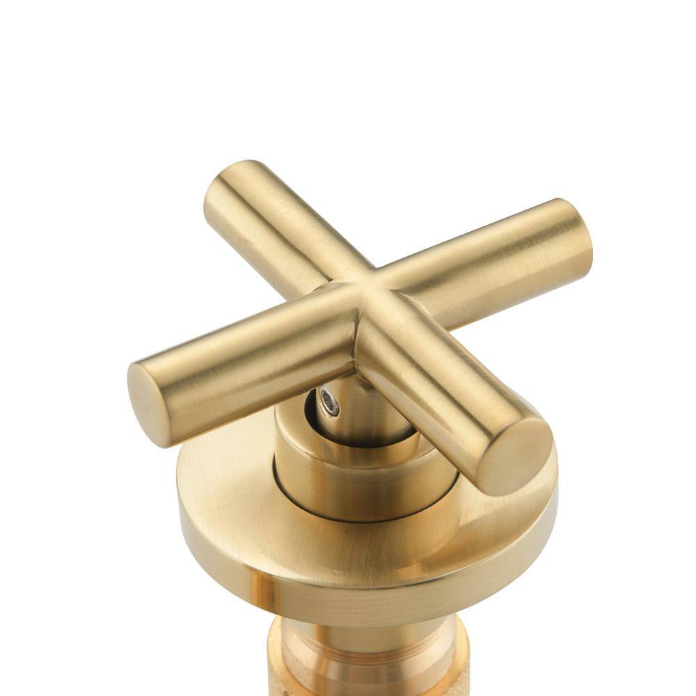Brushed Gold Brass Wall-Mounted Double Handle Faucet