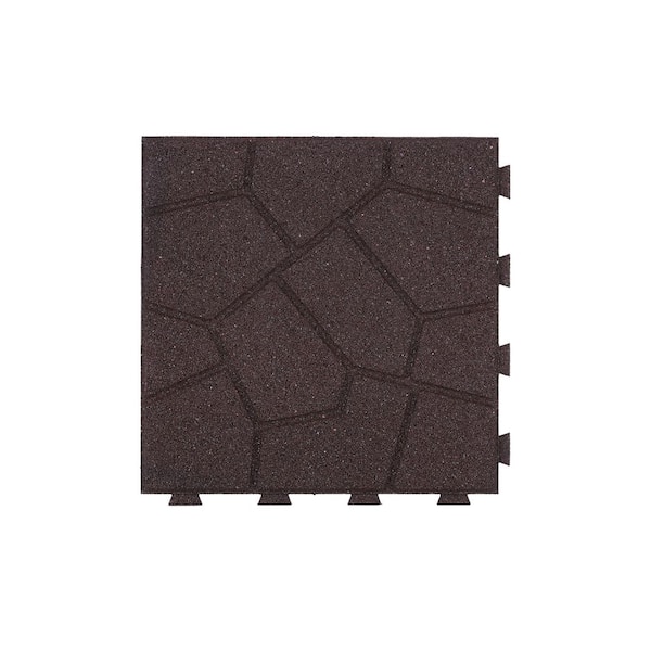 16 in. x 16 in. x 5/8 in. Brown Stone SmartLoc Rubber Paver (75-Pack)