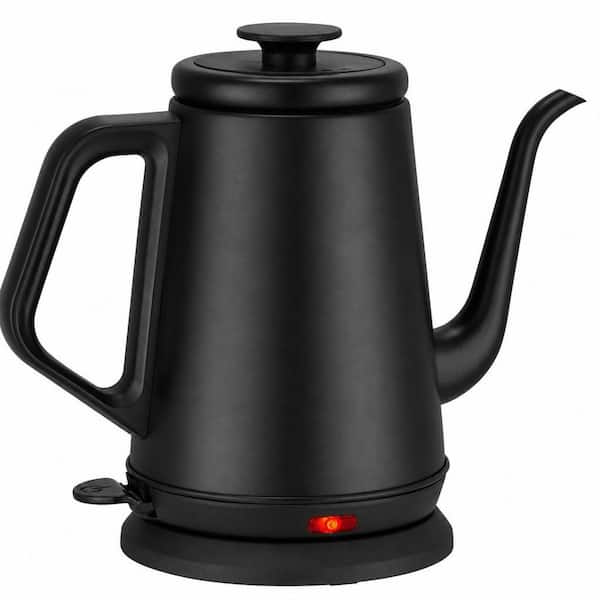 4-Cup Matte Black Gooseneck Electric Kettle, Stainless Steel Tea Kettle with Auto Shut-Off Protection