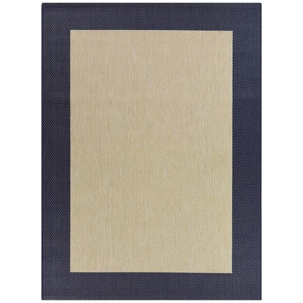 BALTA Amedeo Navy/Taupe 5 ft. 3 in. x 7 ft. Border Indoor/Outdoor Area Rug
