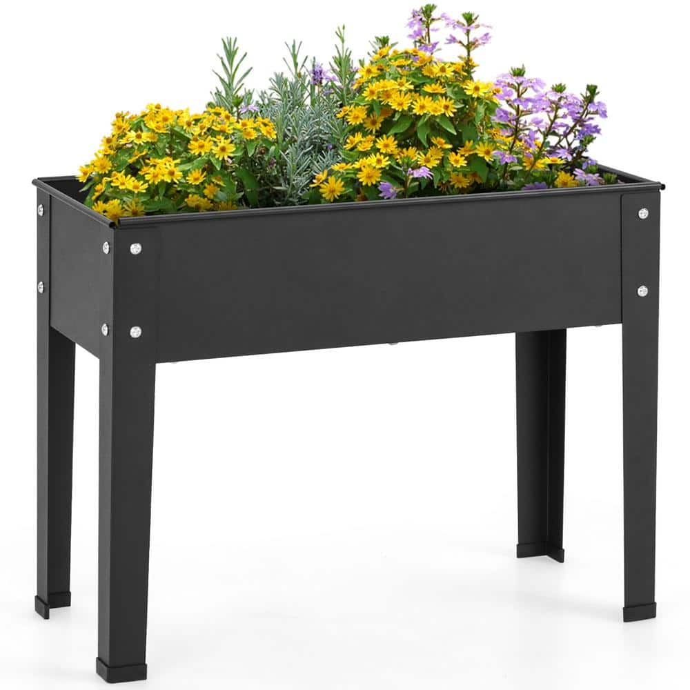 Costway 24 In. Raised Garden Bed With Legs Metal Elevated Planter Box ...