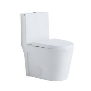 1-piece 1.1/1.6 GPF Dual Flush Elongated Toilet in. White, Seat Included