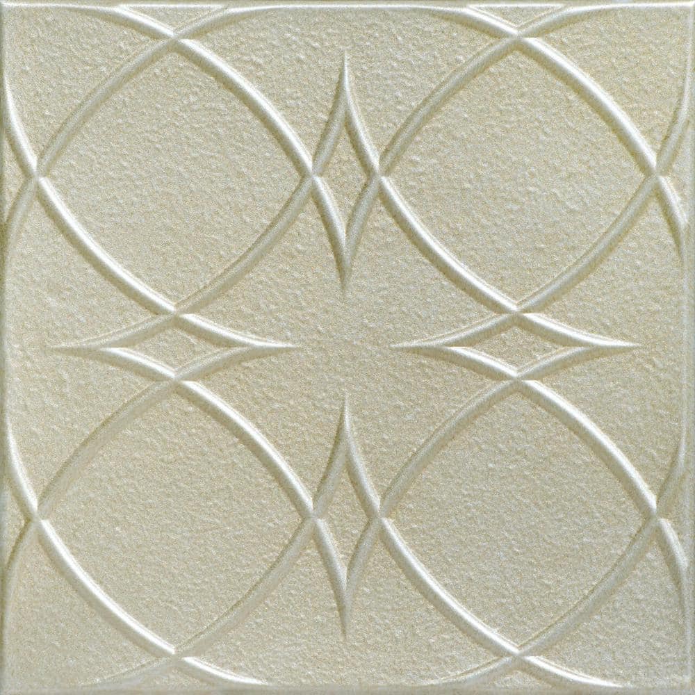 Circles and Stars Onyx Gold 1.6 ft. x 1.6 ft. Decorative Foam Glue Up Ceili