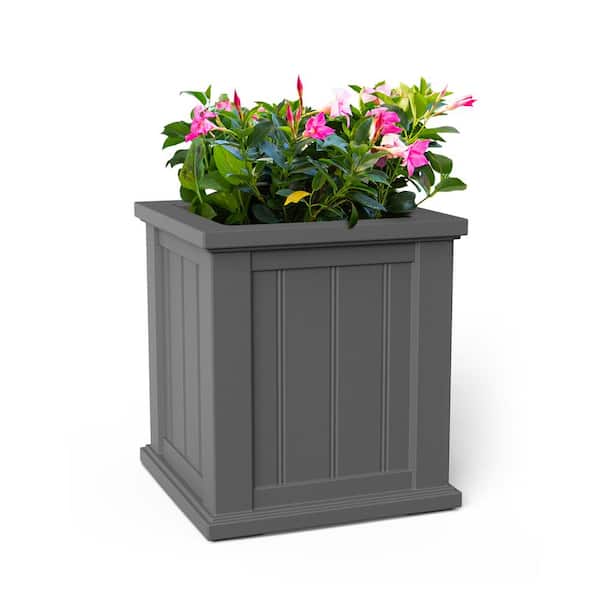 Mayne Cape Cod 16 in. Square Self-Watering Graphite Grey Polyethylene Planter