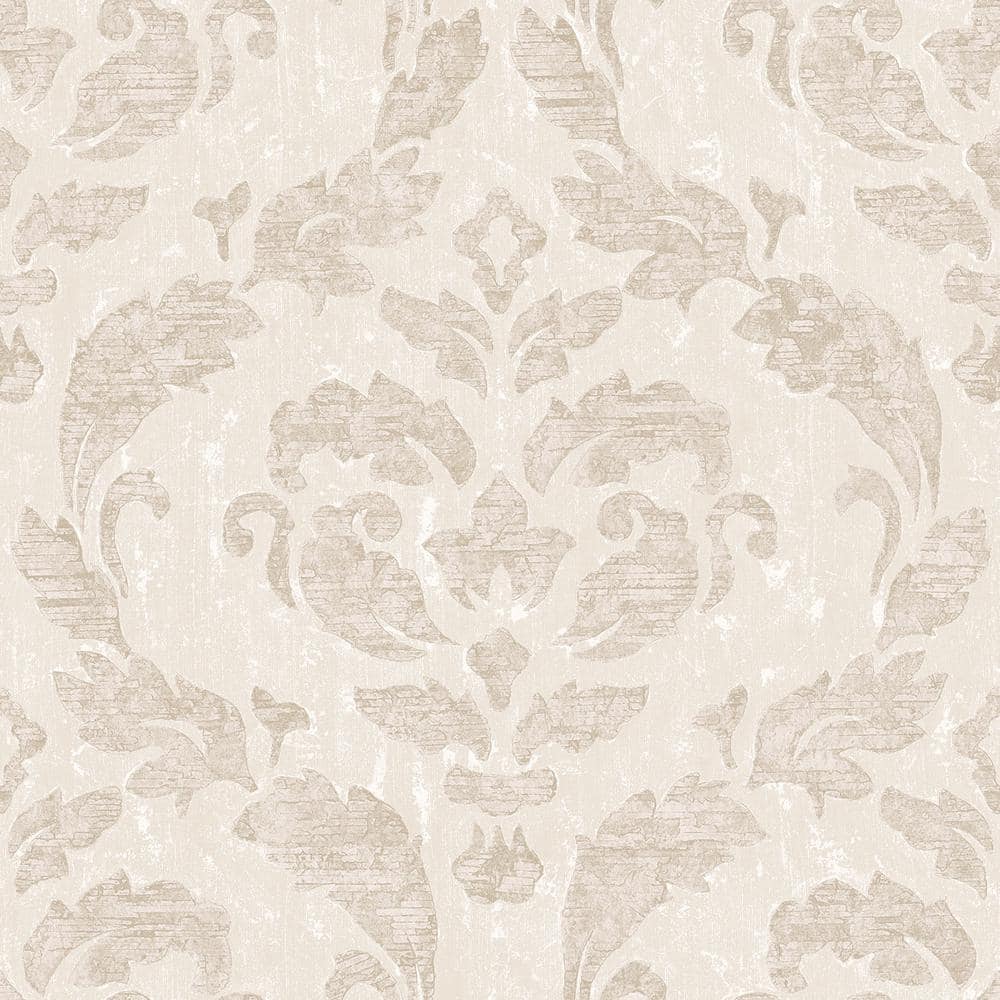 Ambiance Neutrals Metallic Textured Large Damask Vinyl Non-Pasted Wallpaper