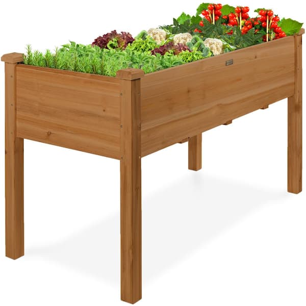 Best Choice Products 48 in. x 24 in. x 30 in. Wood Raised Garden Bed - Acorn Brown