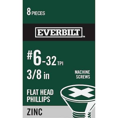#6-32 x 3/8 in. Zinc Plated Phillips Flat Head Machine Screw (8-Pack)