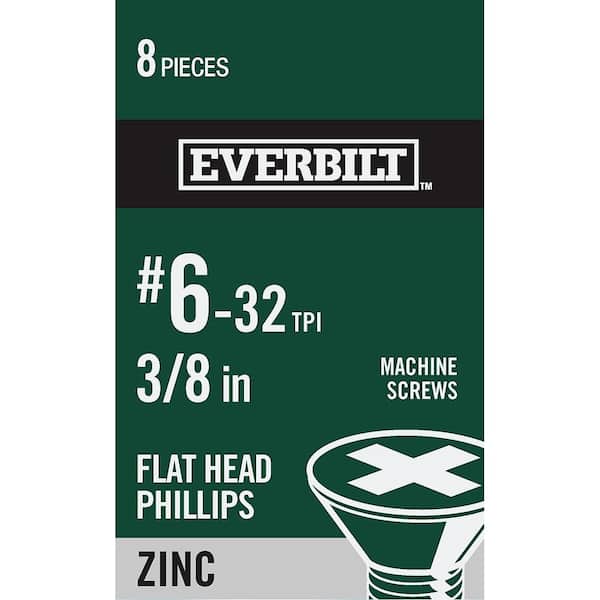 #6-32 x 3/8 in. Zinc Plated Phillips Flat Head Machine Screw (8-Pack)
