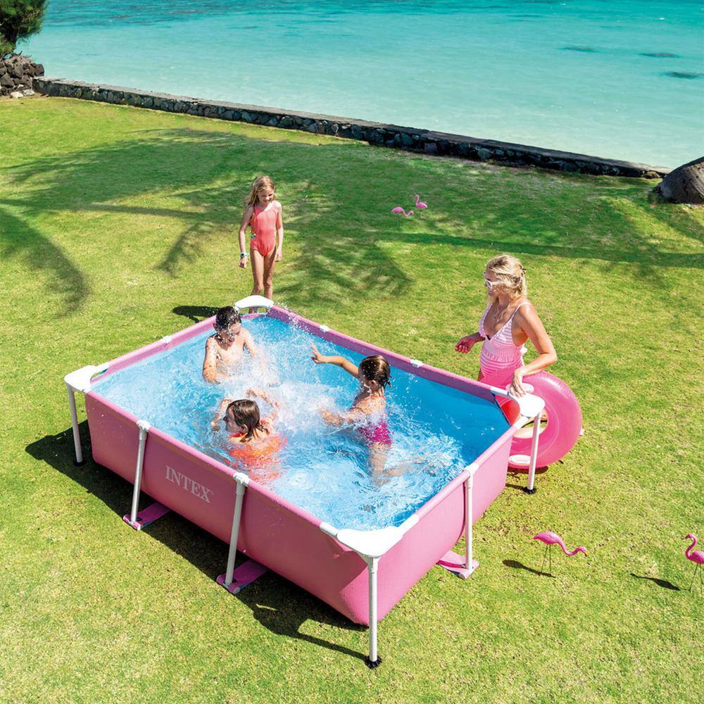 Intex Pink Rectangular Metal Frame Above Ground Pool