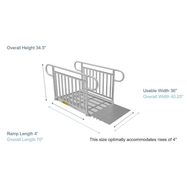 PATHWAY 3G 4 ft. Ramp Kit with Expanded Metal Surface and Vertical Picket Handrails