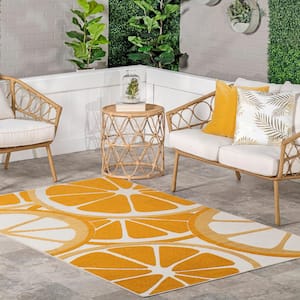 Adira Orange Slices Orange 4 ft. x 6 ft. Indoor/Outdoor Area Rug