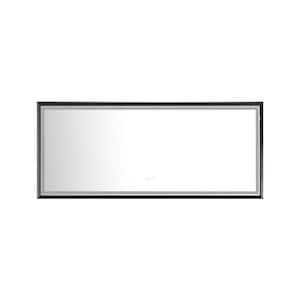 60 in. W x 36 in. H Small Rectangular Aluminium Framed Dimmable Wall Bathroom Vanity Mirror in Matt Black