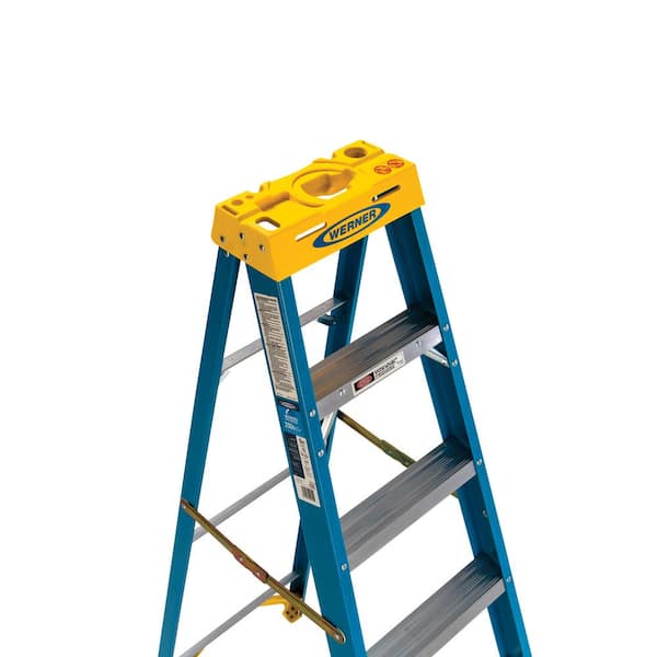 Werner - 8 ft. Fiberglass Step Ladder with Yellow Top 250 lbs. Load Capacity Type I Duty Rating