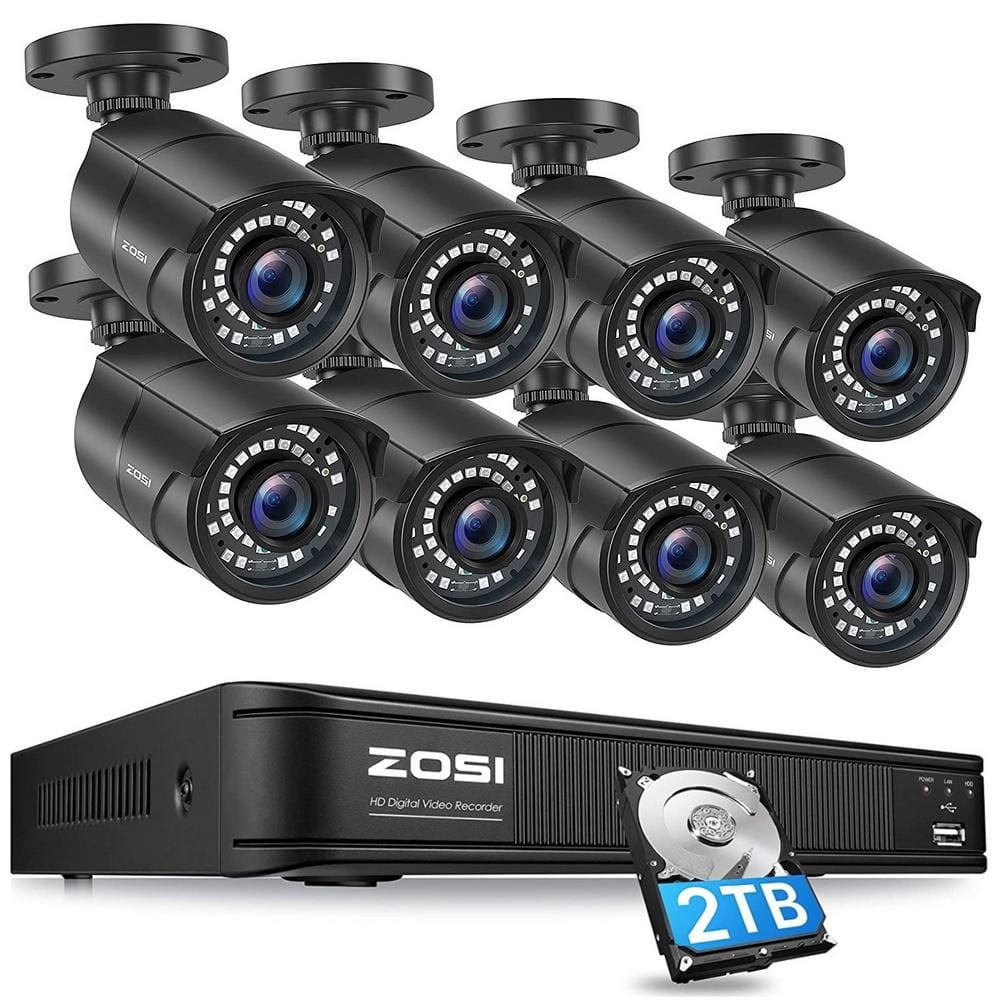 8-Channel 5MP-Lite 2TB DVR Security Camera System with 8 1080p Outdoor Wired Cameras, Surveillance System -  ZOSI, 8VM-261B8S-20