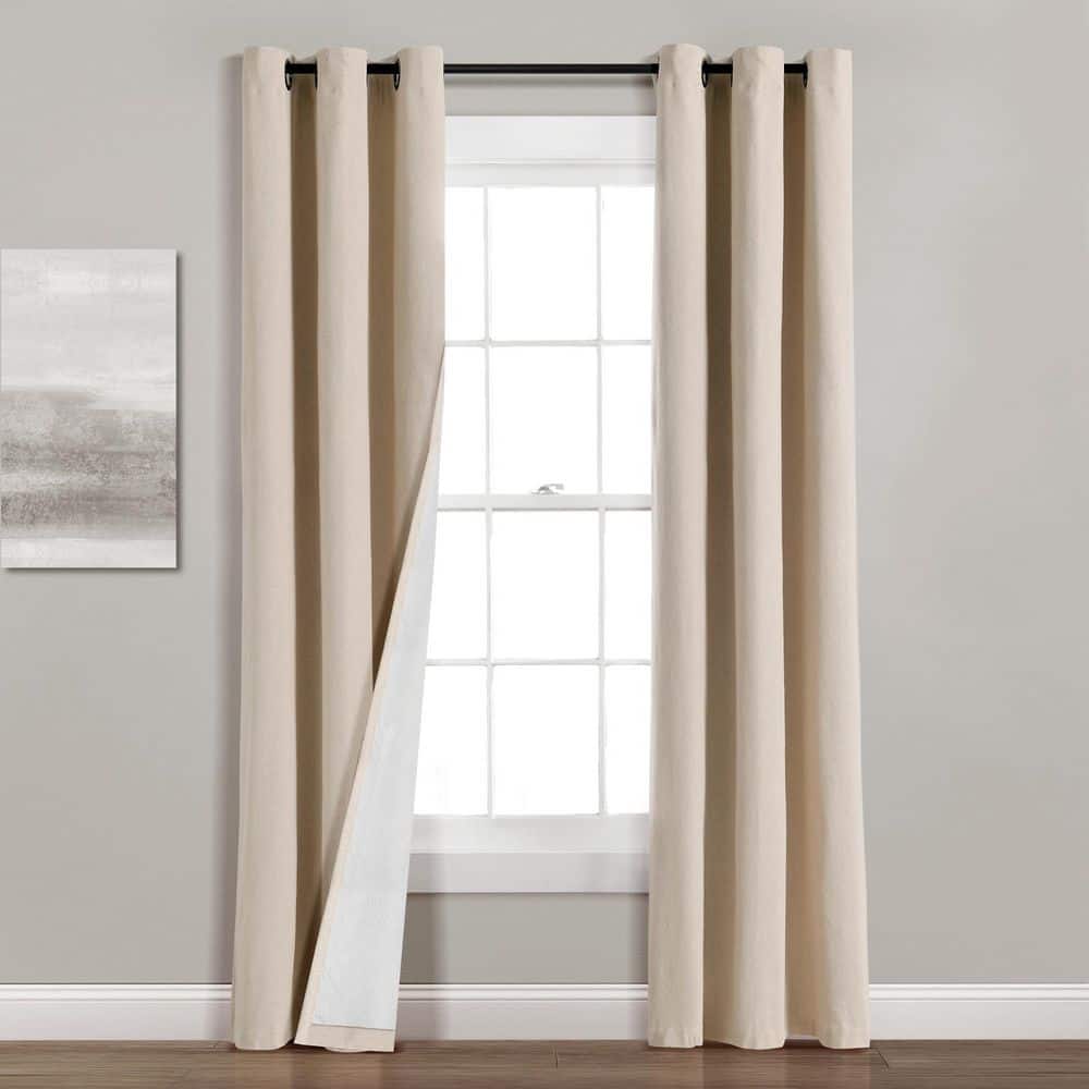 Dark Linen Grommet Blackout Cotton Blend Curtain Panel