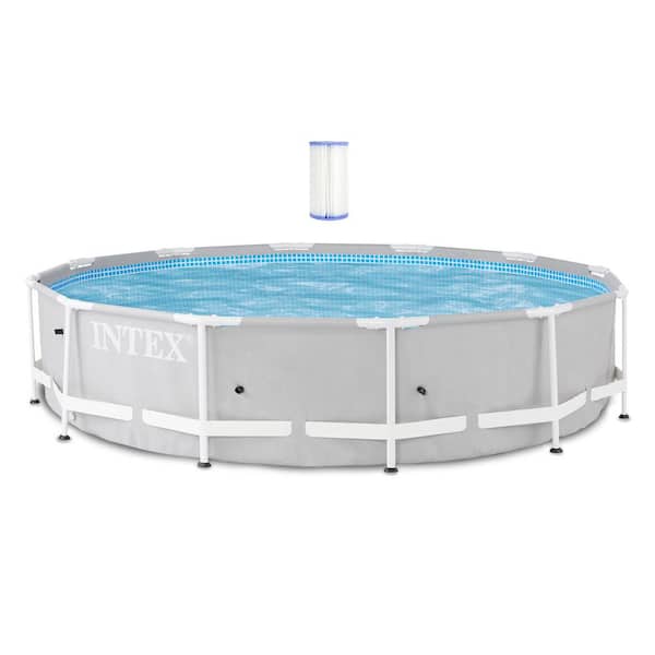 Intex 12 ft. x 30 in. Steel Frame Above Ground Pool and Type A and C Filter Pump Cartridge