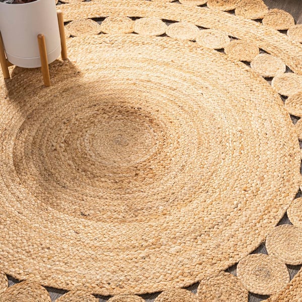 6 ft. Round Natural Bodhi Round Natural Jute hippie Circle Area Rug