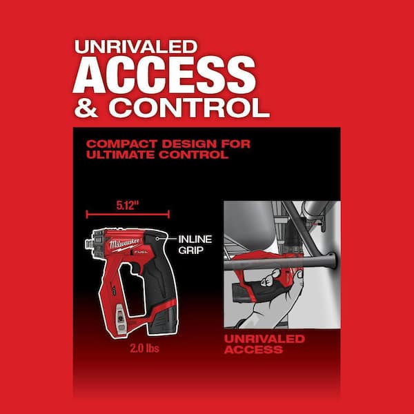 Milwaukee - M12 FUEL 12V Lithium-Ion Brushless Cordless 4-in-1 Installation 3/8 in. Drill Driver Kit with 4-Tool Heads
