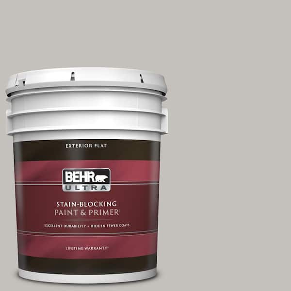 BEHR ULTRA 5 gal. #PPU18-10 Natural Gray Flat Exterior Paint & Primer
