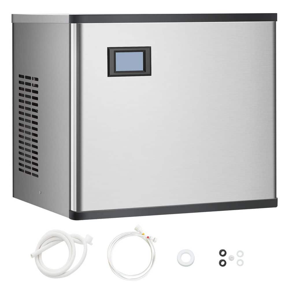 22.2 in. W Commercial Ice Maker Machine 300 lbs. /24 h Stainless Steel Self-Cleaning Full Size Cubes Freestanding Silver
