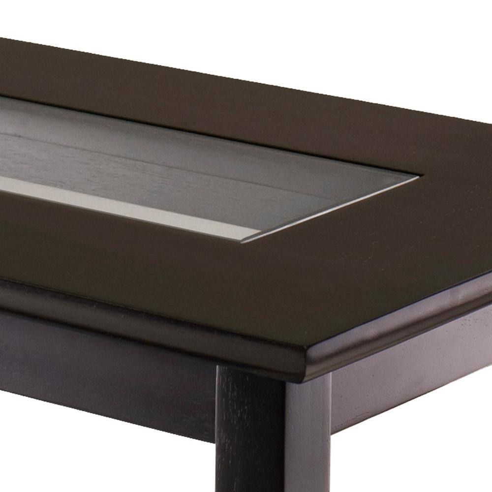 Winsome Genoa Espresso Rectangular Console Table with Glass Top and Shelf