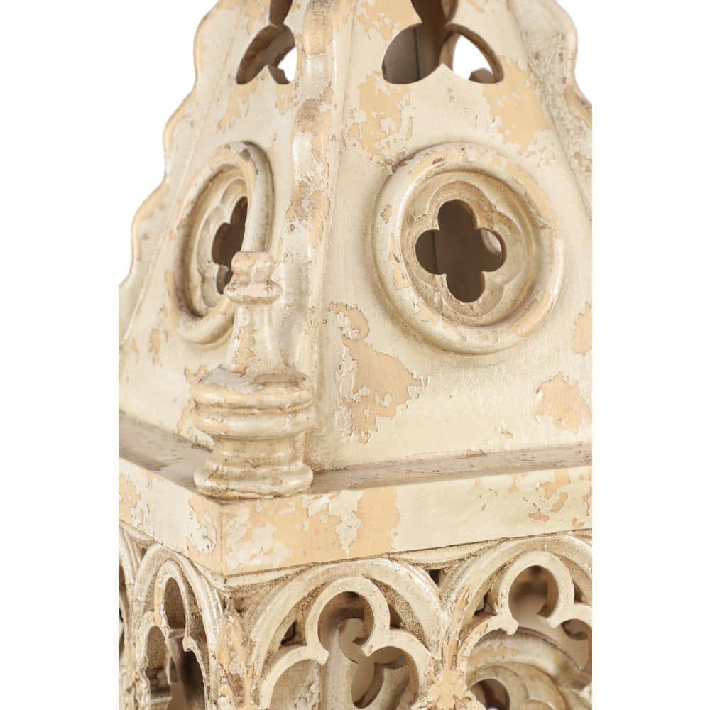 Elegant White Wood Vintage Hanging Candle Lantern - 12" x 55"