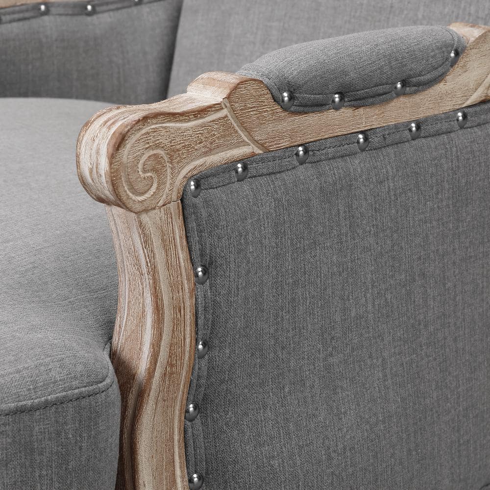 Classic French Slate Gray Distressed Wood Accent Chair