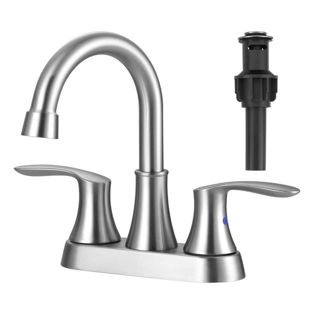 4 in. Centerset Deck-Mount Dual-Handle Bathroom Faucet with Deckplate and Pop-up Drain in Brushed Nickel price history on PriceWatchPro