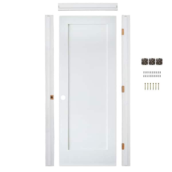 Krosswood Doors Ready-To-Assemble 24 in. x 80 in. Shaker 1-Panel Right-Hand Primed Solid Core MDF Wood Single Interior Door