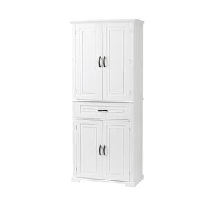 Newberry Tall Bathroom Storage Cabinet – Linen Tower, White – 2kfurniture