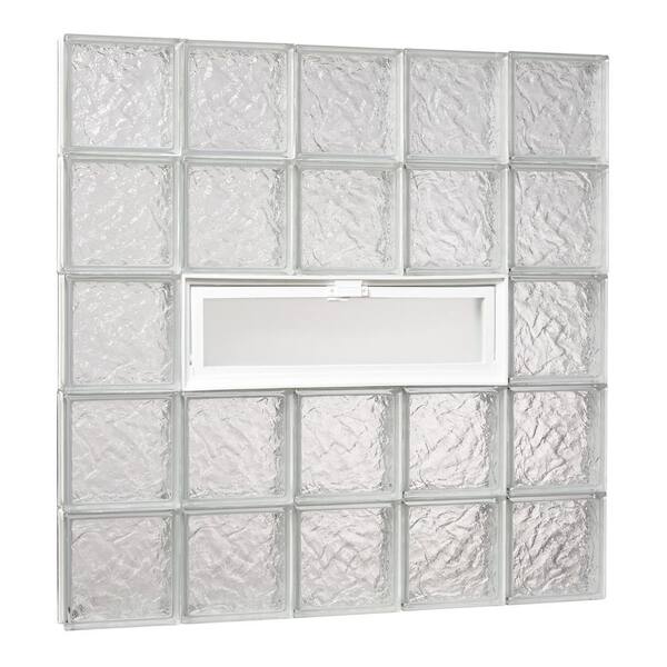 TAFCO WINDOWS 38.75 in. x 38.75 in. x 3.125 in. Ice Pattern Glass Block Masonry Window with Vent
