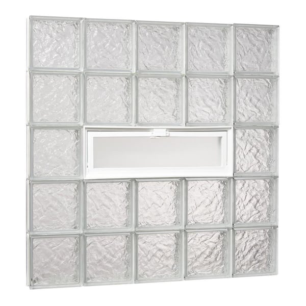 TAFCO WINDOWS 38.75 in. x 38.75 in. x 3.125 in. Wave Pattern Glass Block Masonry Window with Vent
