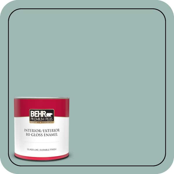 BEHR PREMIUM PLUS 1 qt. #PPU12-08 Opal Silk Hi-Gloss Enamel Interior/Exterior Paint & Primer