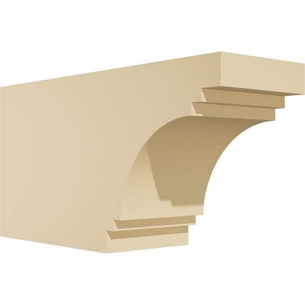 Ekena Millwork 5 in. W x 8 in. H x 16 in. L Standard Pescadero Signature Urethane Outlooker Rafter Tail, Primed Tan