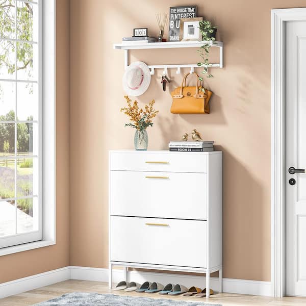 TRIBESIGNS WAY TO ORIGIN Cezalinda 47 in. H x 31.5 in. W Organizer 3-Flip  Drawers 24-Pair Entryway High Heels and Boot Rack Shoe Storage Cabinet  HD-F1605-WZZ - The Home Depot