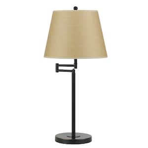 27 in. Bronze Metal Table Lamp with Tan Empire Shade