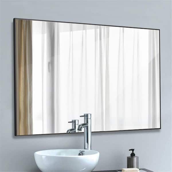 Dovelina 38 in. H x 26 in. W Medium Rectangle Black Modern Mirror