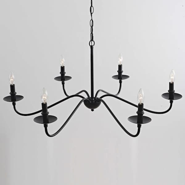 Jojospring Bonnie 38" in diameter Rustic 6-Light Black Metal Chandelier