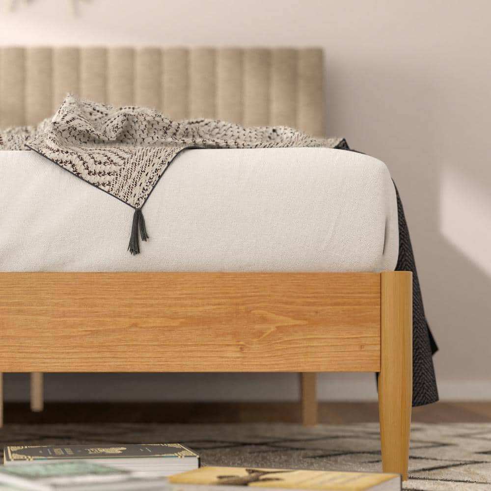 Amelia Queen Wood Platform Bed with Upholstered Tufted Headboard