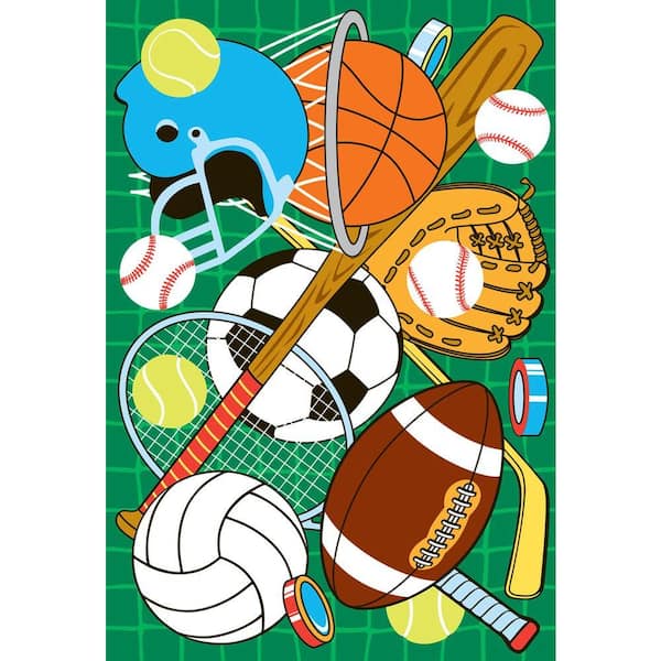 LA Rug Fun Time Let's Play Green Multi Colored 51 in. x 78 in. Area Rug-DISCONTINUED