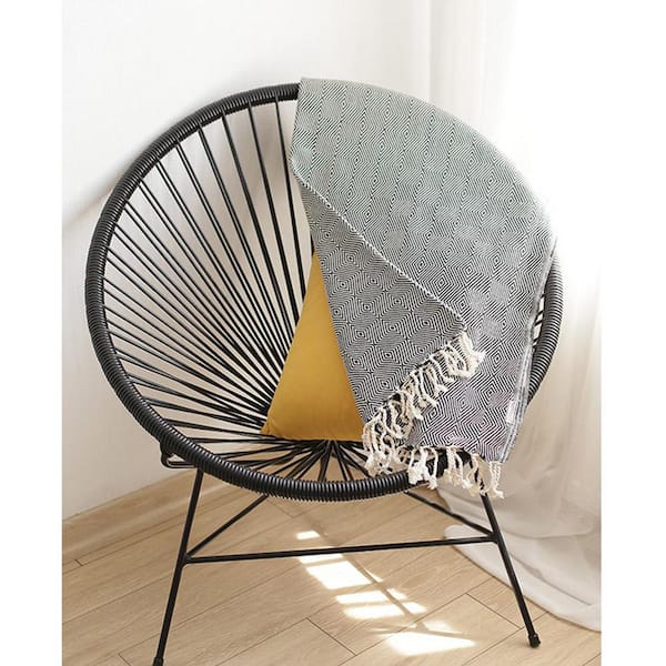 HomeRoots Jordan Black Cotton Throw Blanket 376837 The Home Depot