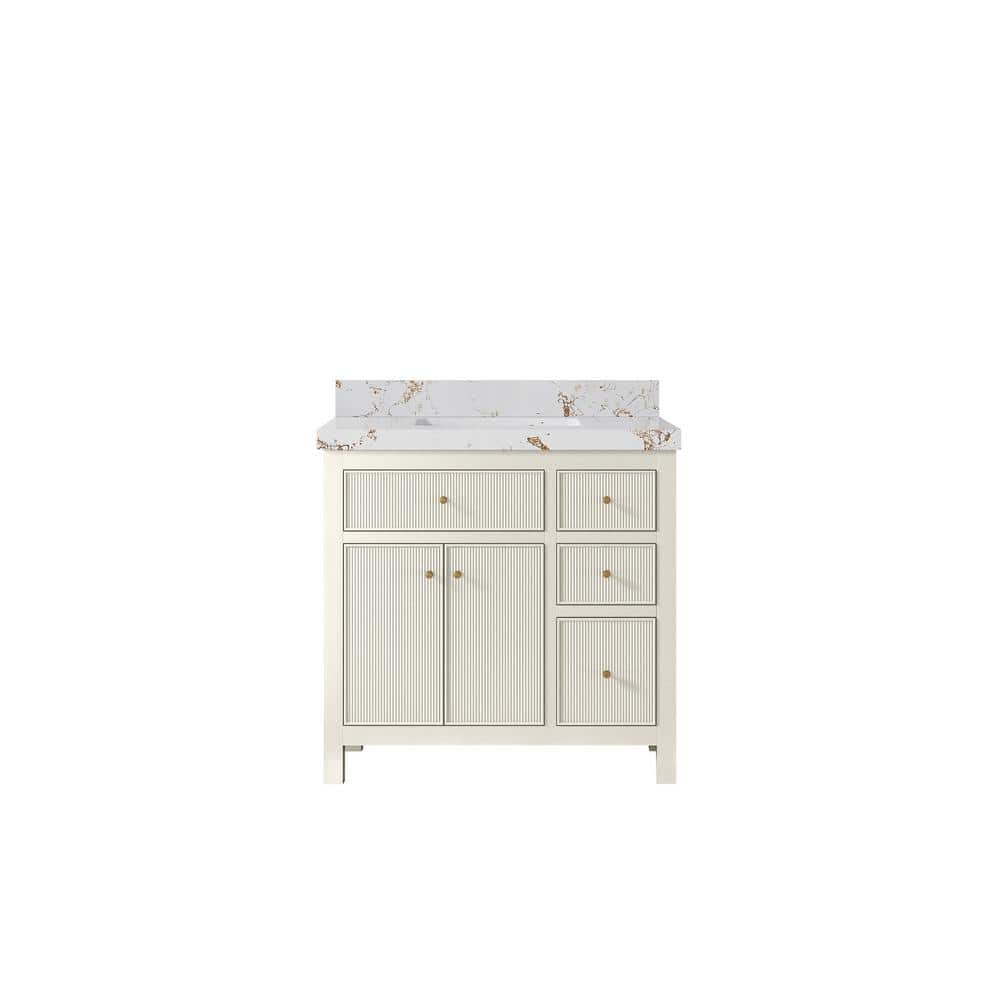 Sonoma 36 in. Single Sink Freestanding Alabaster Bath Vanity with Viola Gold Quartz Top Unassembled price history on PriceWatchPro